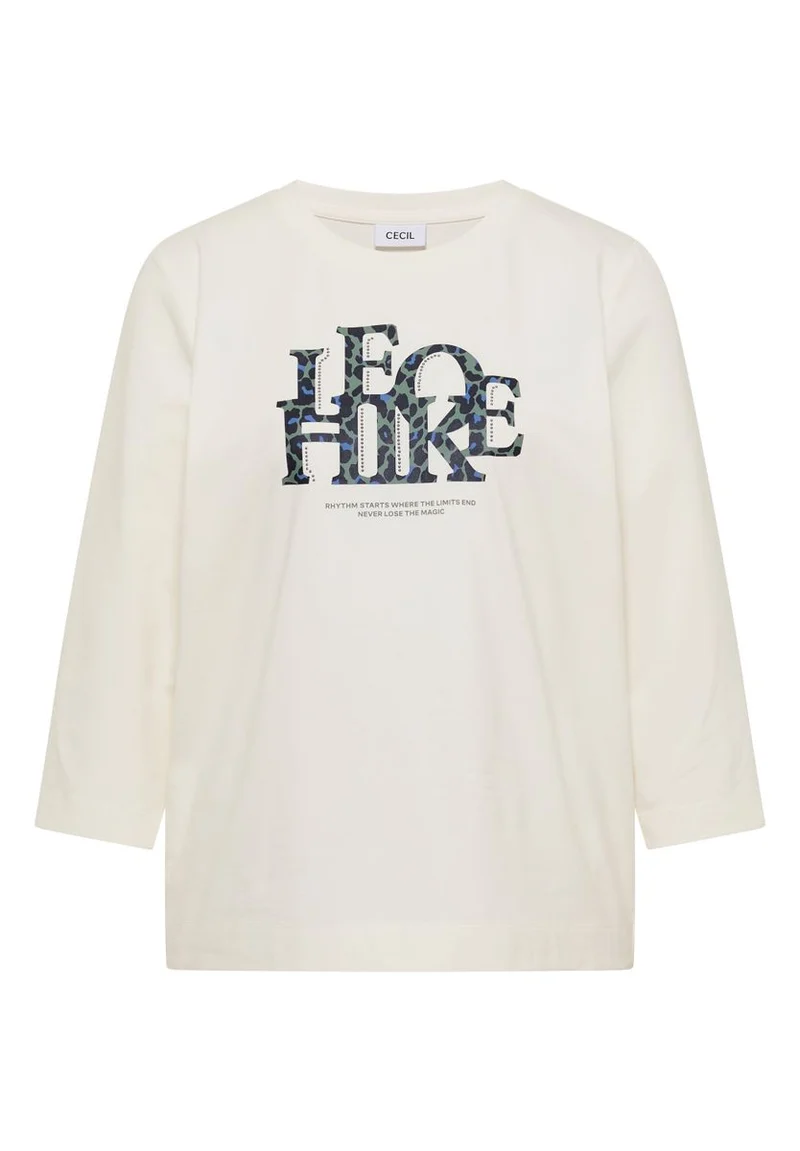 3/4-Arm Shirt mit Wording im Leo-Look