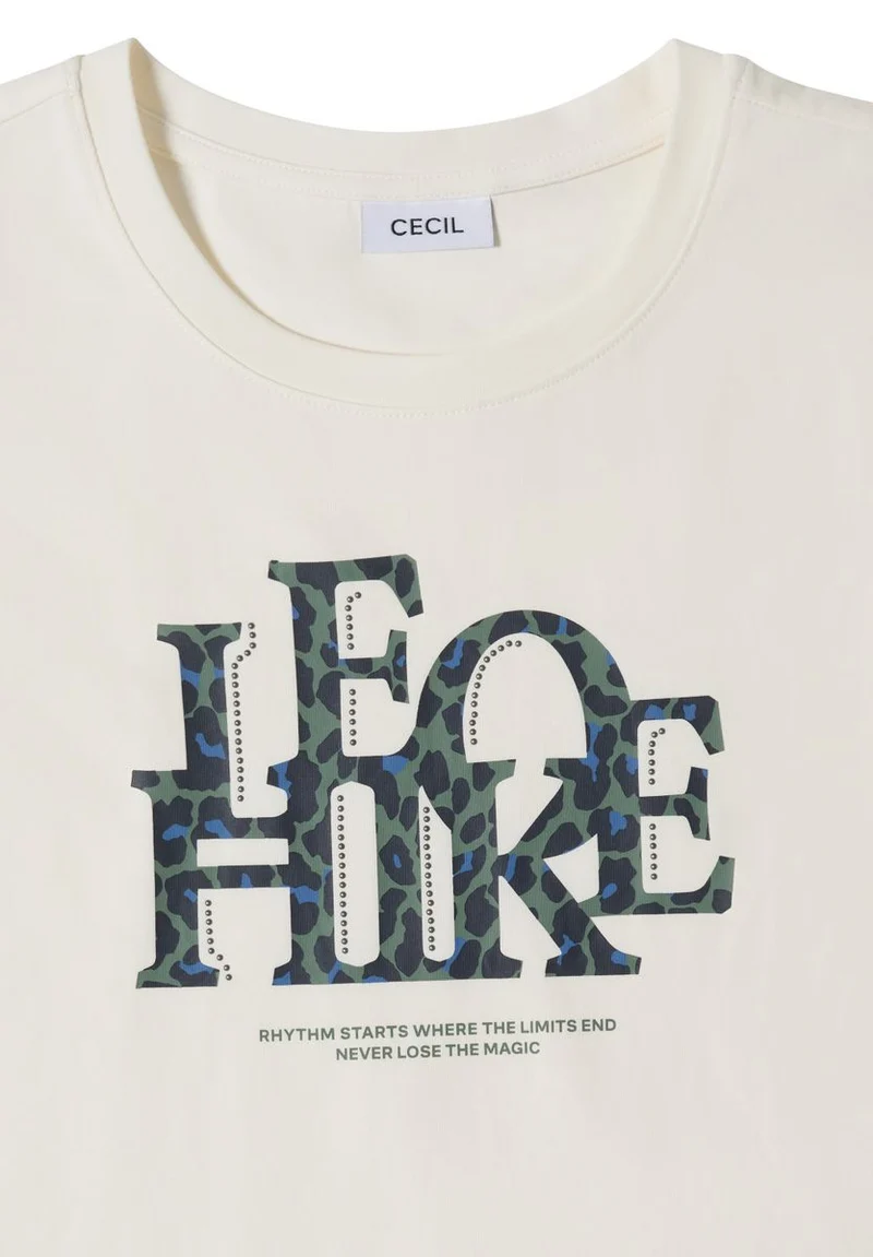 3/4-Arm Shirt mit Wording im Leo-Look