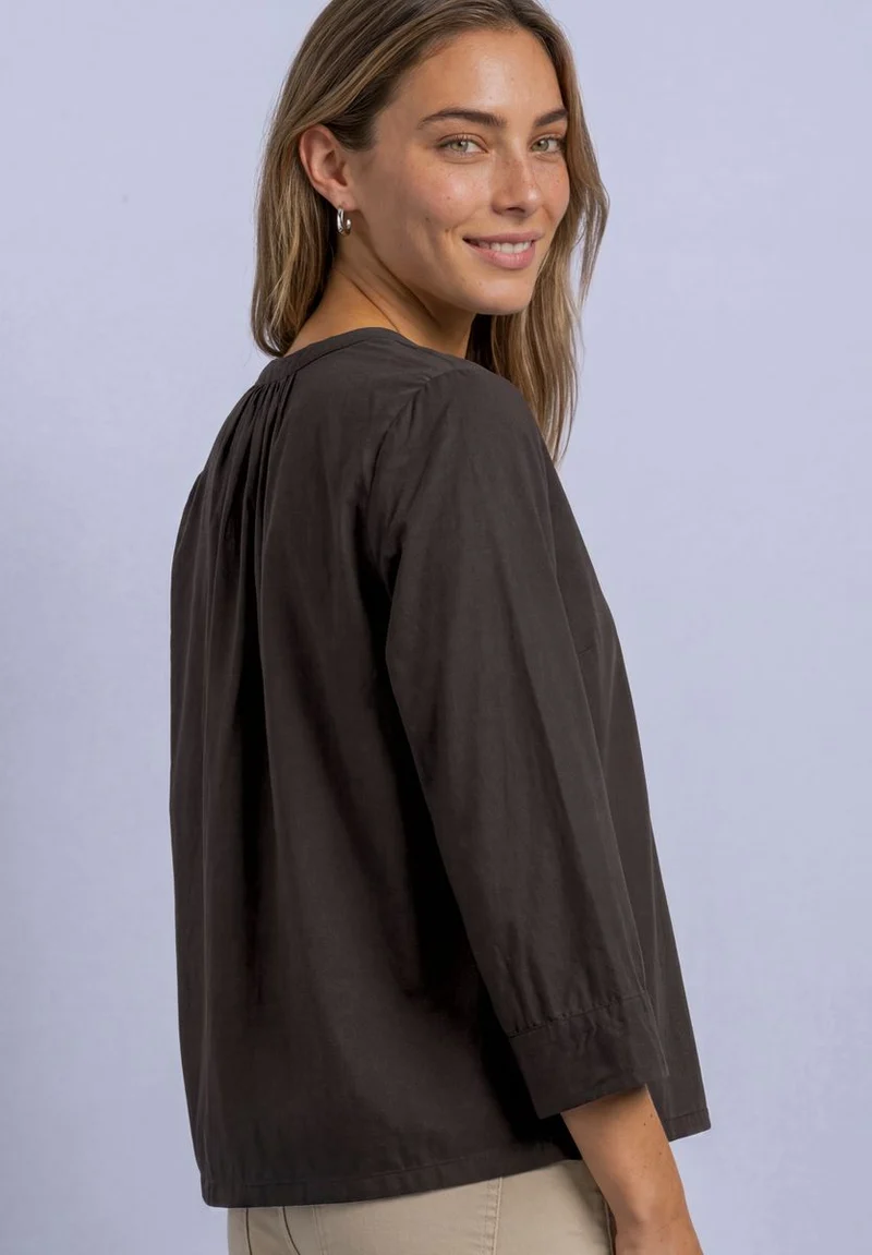 3/4-Arm Bluse mit Split Neck