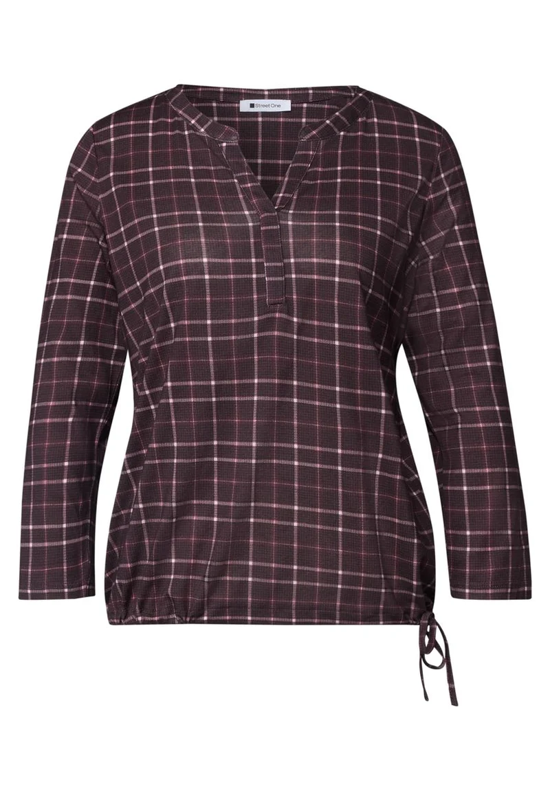 3/4-Arm Shirt mit Split Neck und Print