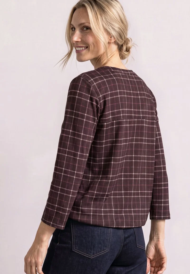 3/4-Arm Shirt mit Split Neck und Print