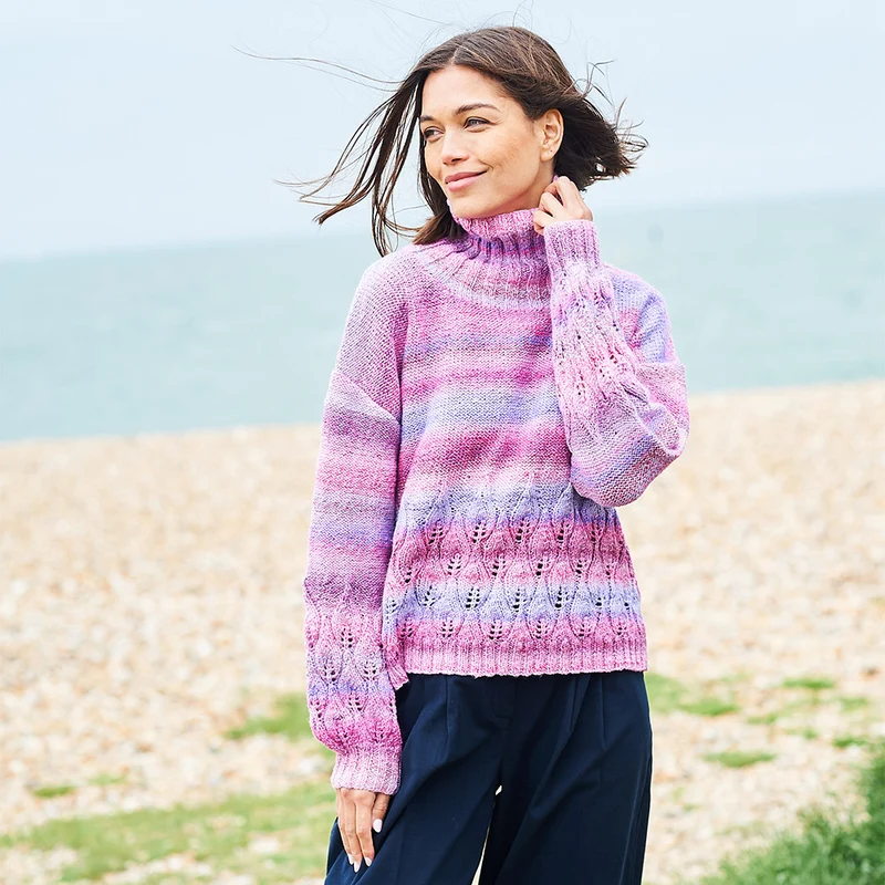 Stylecraft-Strickanleitung „Chromatic Round-And-Cowl-Neck-Sweater“ (2 Designs)