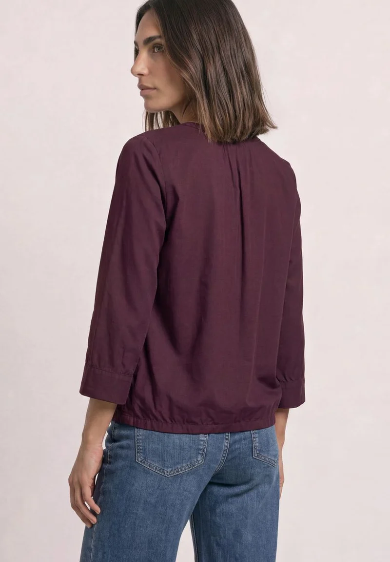 3/4-Arm Bluse mit Split Neck