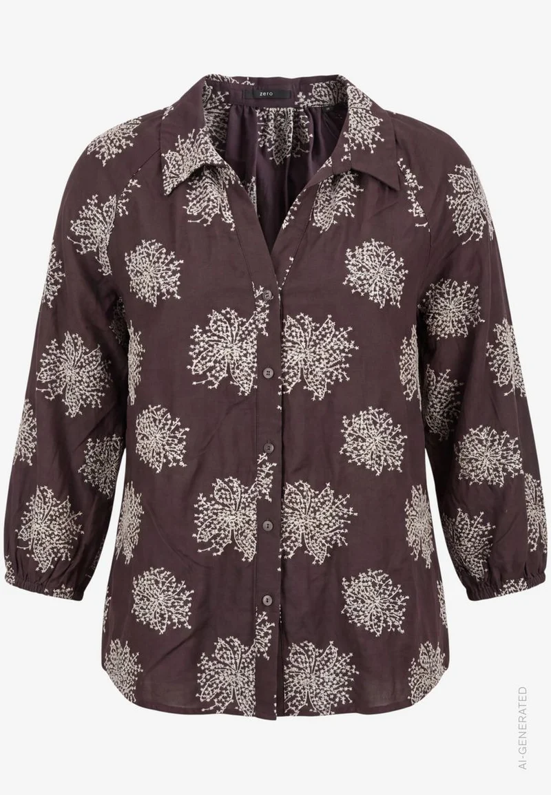 Oversized-Bluse 3/4 Arm mit Stickerei