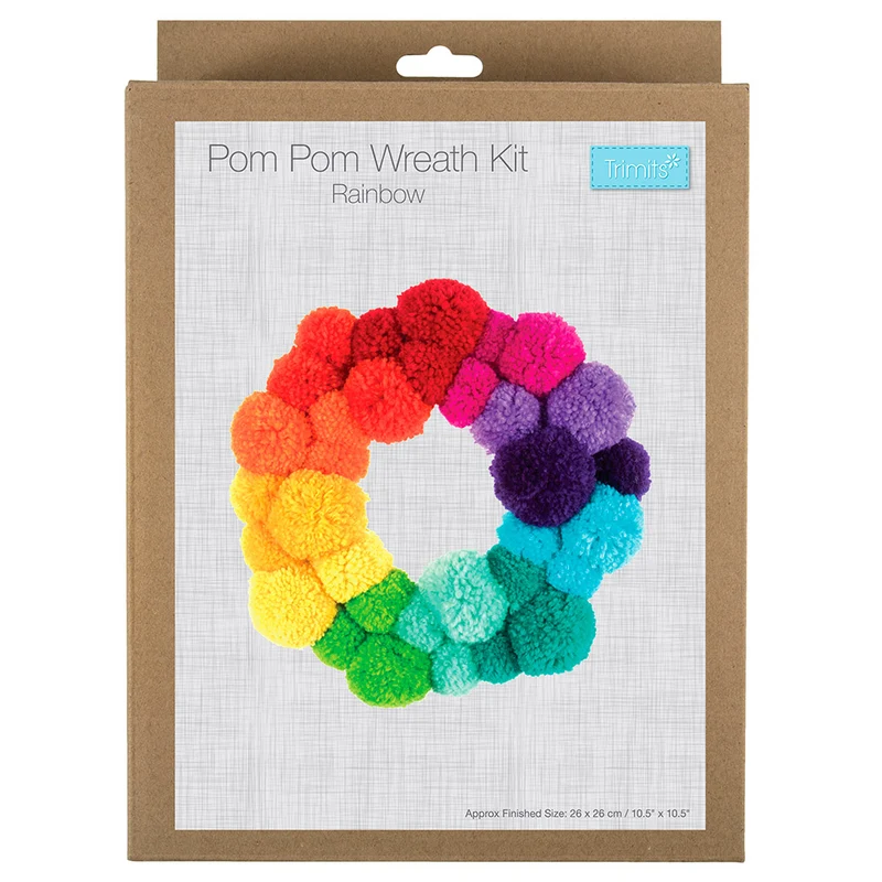Trimits Pompon-Kranz-Bausatz „Regenbogen“