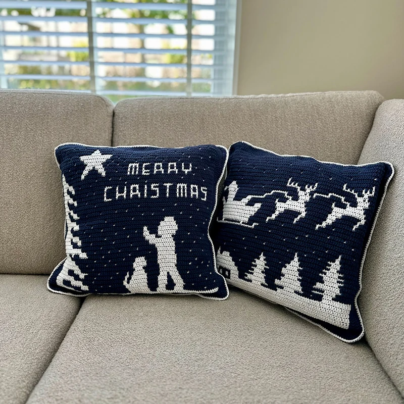 „Merry Little Christmas“-Kissen-Häkelpaket – YarnZoo