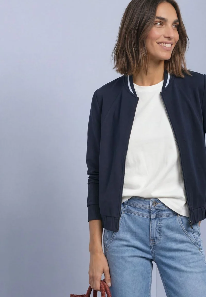 Langarm Jacke im Silk-Look mit Zipper