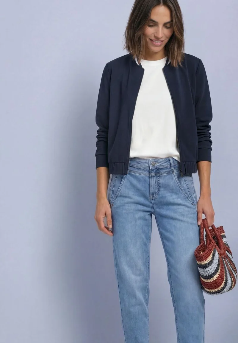 Langarm Jacke im Silk-Look mit Zipper