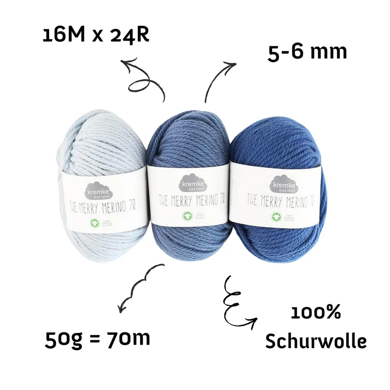 The Merry Merino 70 GOTS zertifizierte Wolle