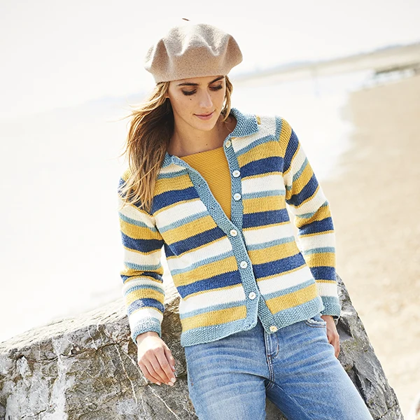 Strickanleitung Stylecraft Bellissima DK Nr. 9581 Gestreifte Jacken