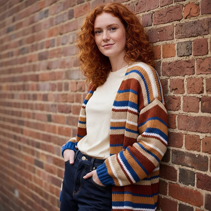 Knipmode – Oversized-Streifenpullover: Garn- und Strickpaket