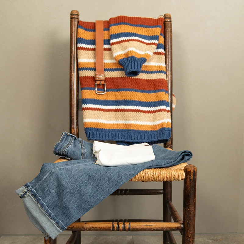 Knipmode – Oversized-Streifenpullover: Garn- und Strickpaket