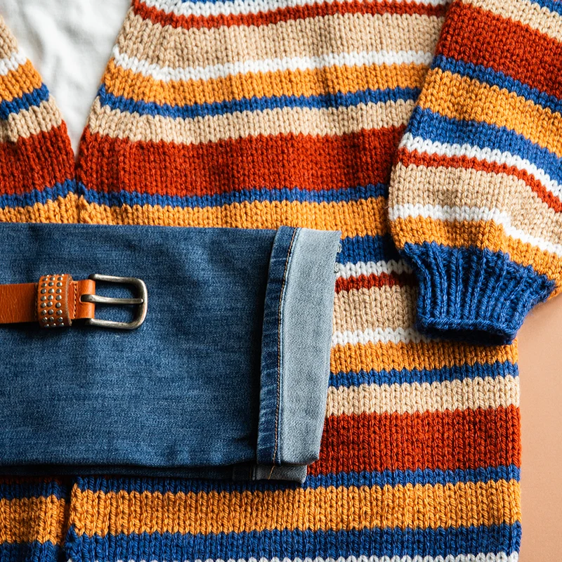 Knipmode – Oversized-Streifenpullover: Garn- und Strickpaket