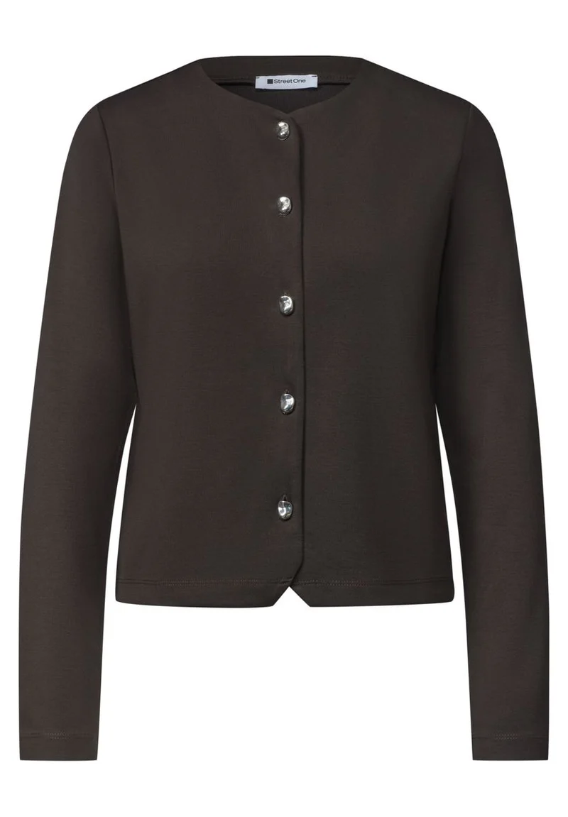 Strick-Look Jacke mit dekorativen Knöpfen