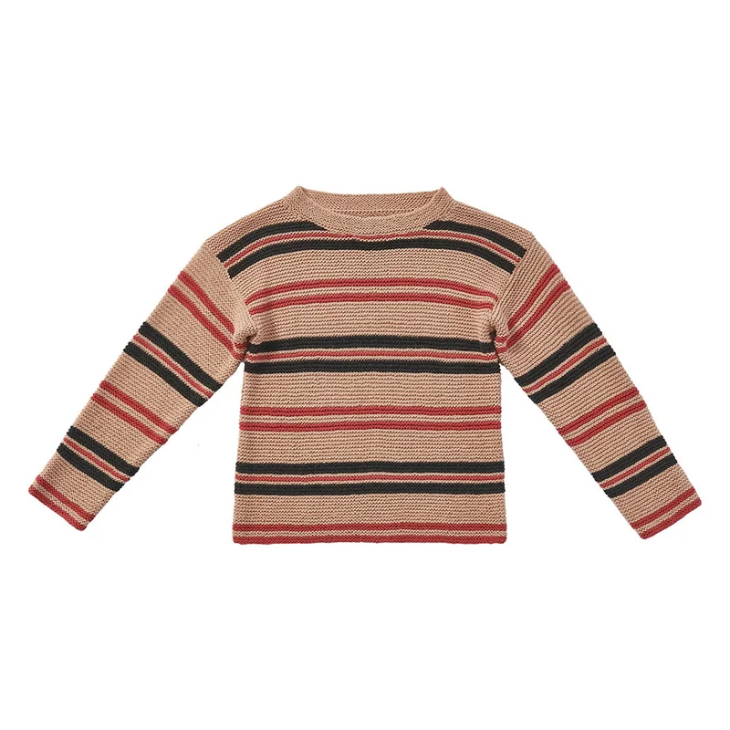 Brigitte Nr. 4 – Strickpaket für einen gestreiften Pullover im kraus rechten Muster