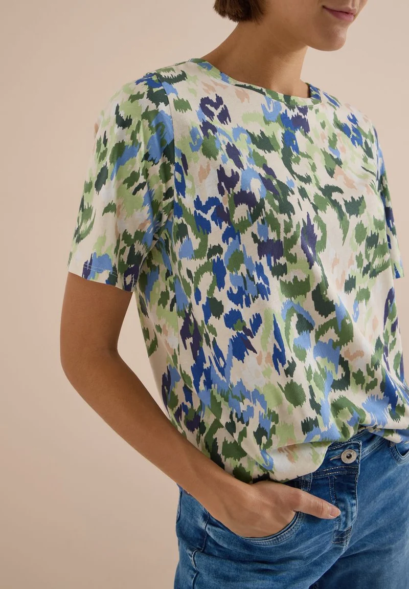 T-Shirt mit Boat Neck und Print