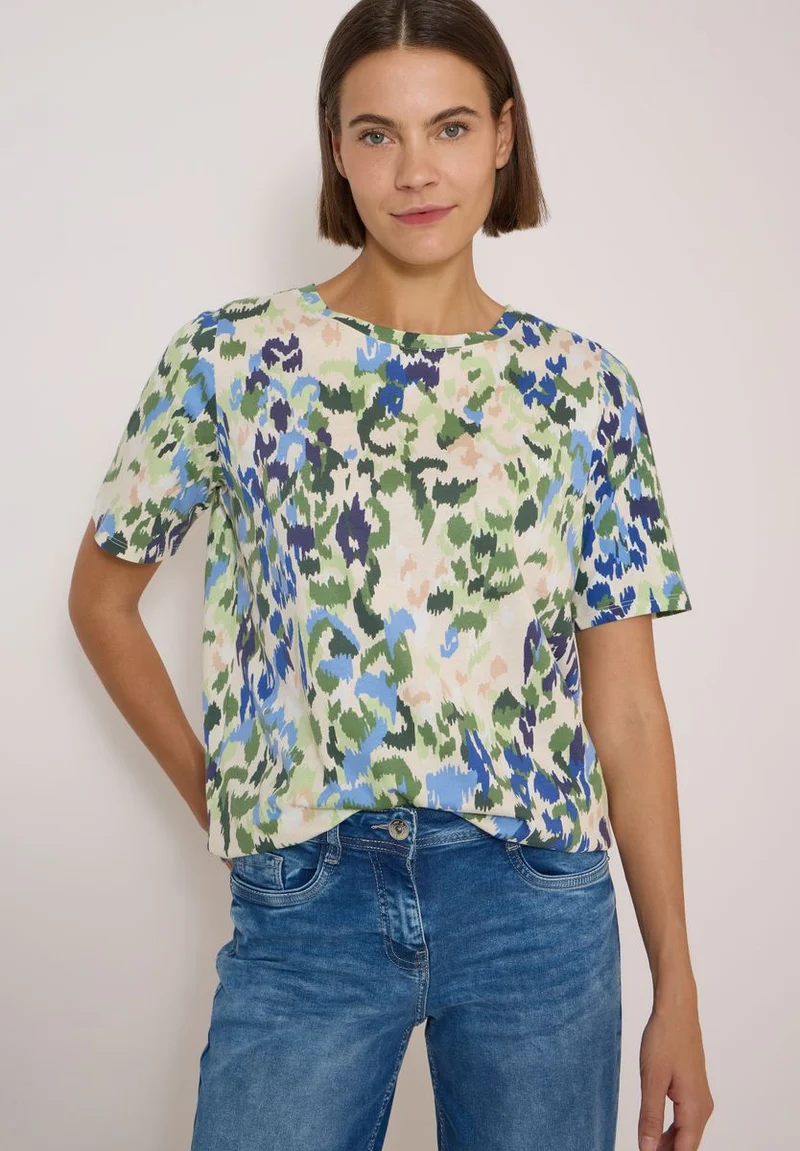 T-Shirt mit Boat Neck und Print