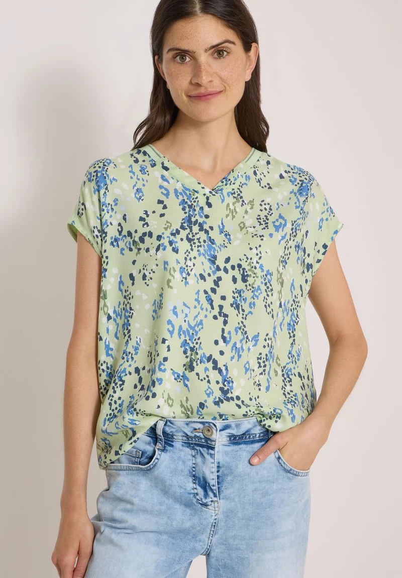 Kurzarm Blusenshirt mit Strukturmix
