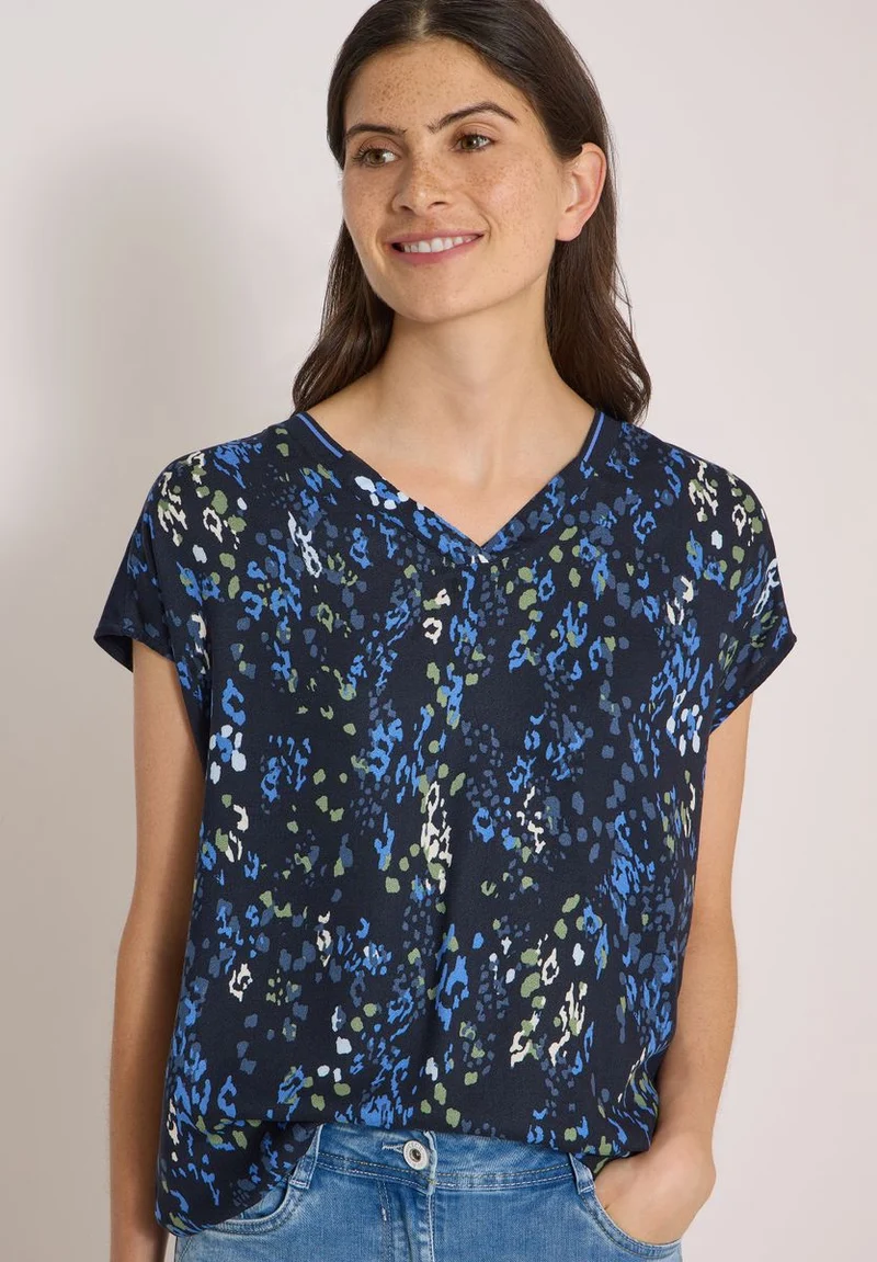 Kurzarm Blusenshirt mit Strukturmix