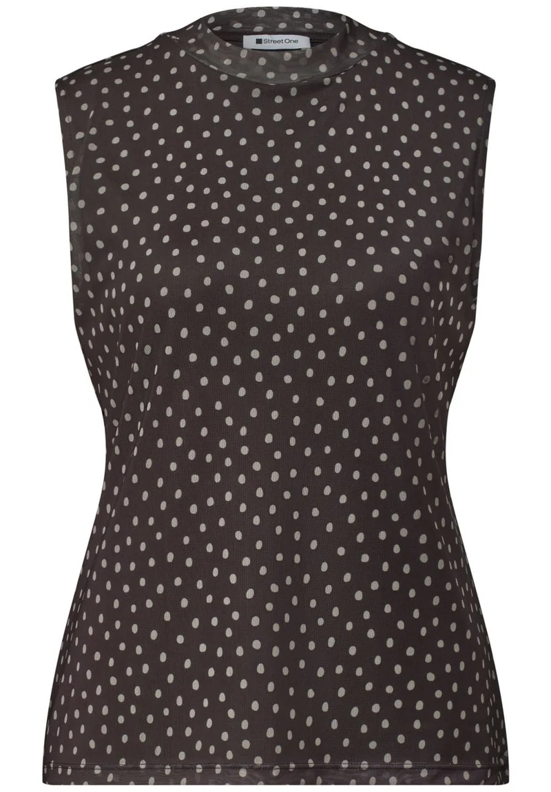 Turtle Neck Top aus Mesh mit Print