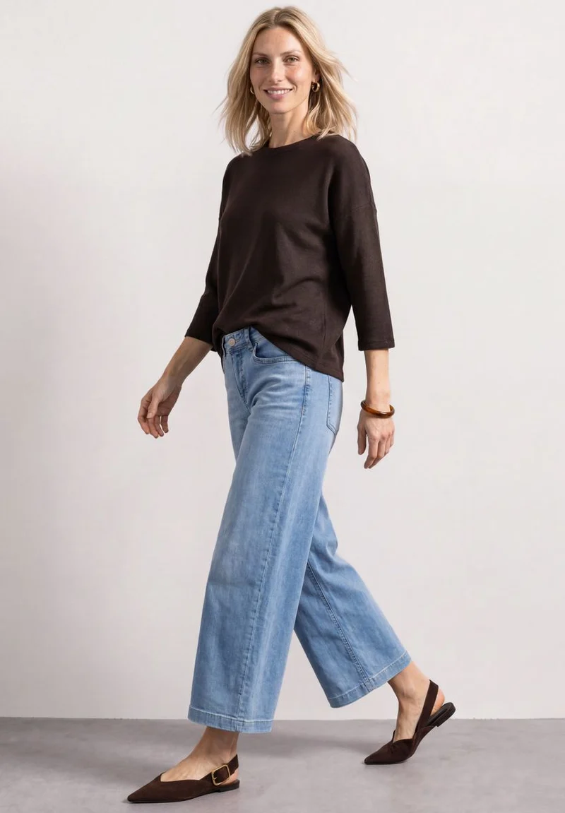 3/4-Arm Shirt in Strick-Optik