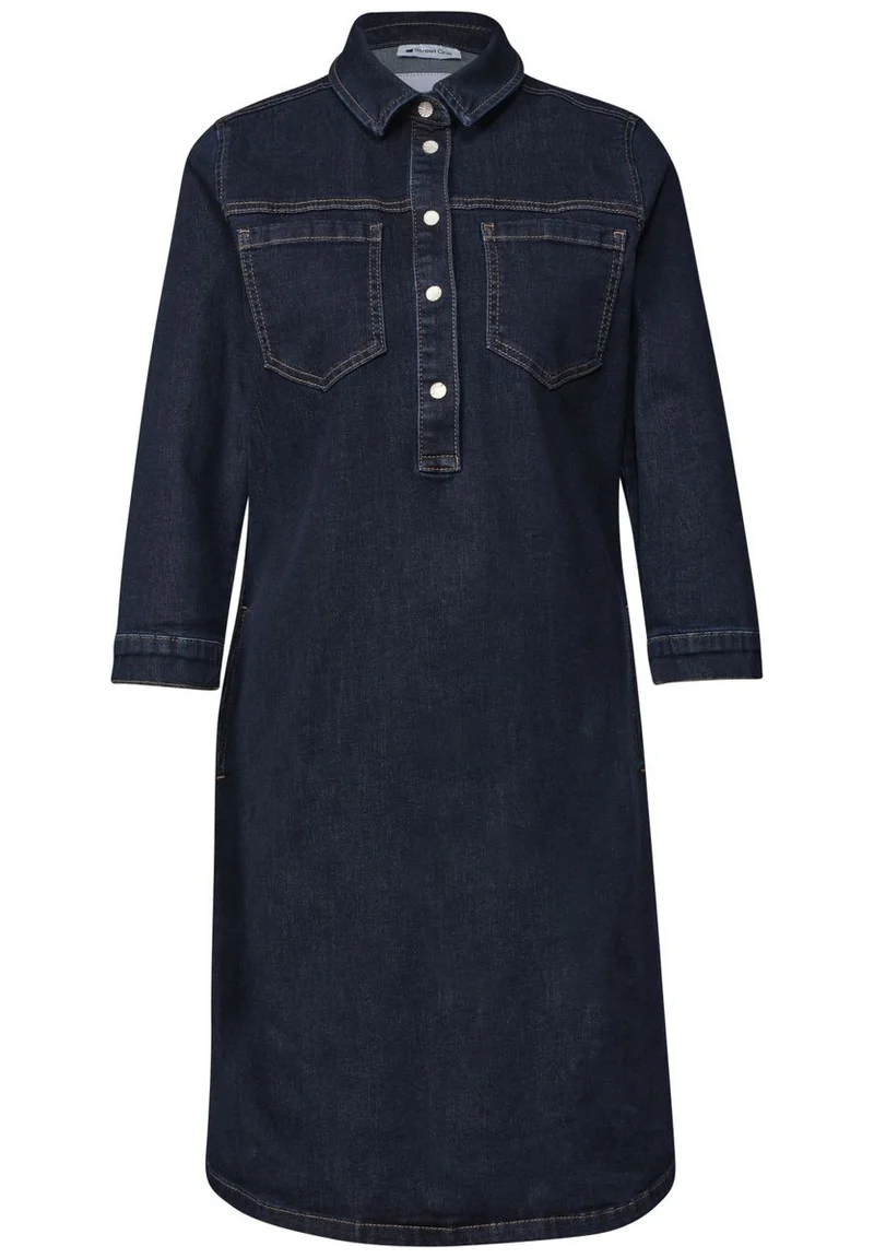 Knielanges Denim Kleid mit 3/4-Arm