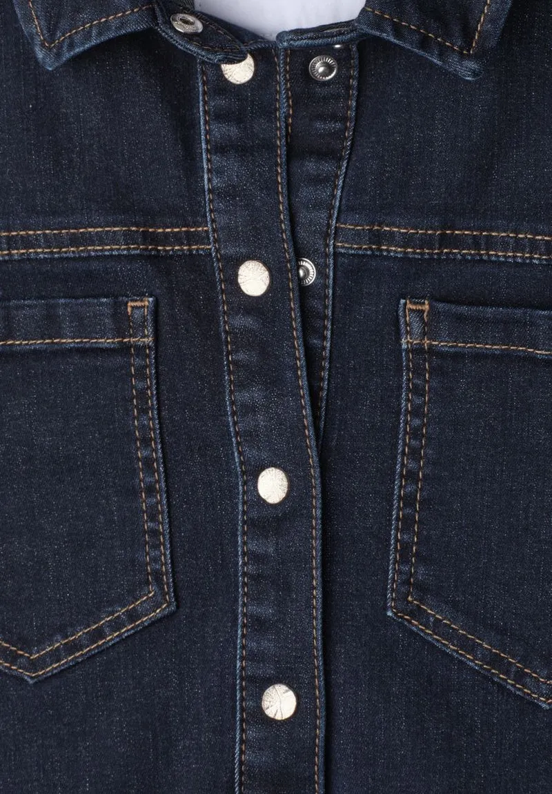 Knielanges Denim Kleid mit 3/4-Arm