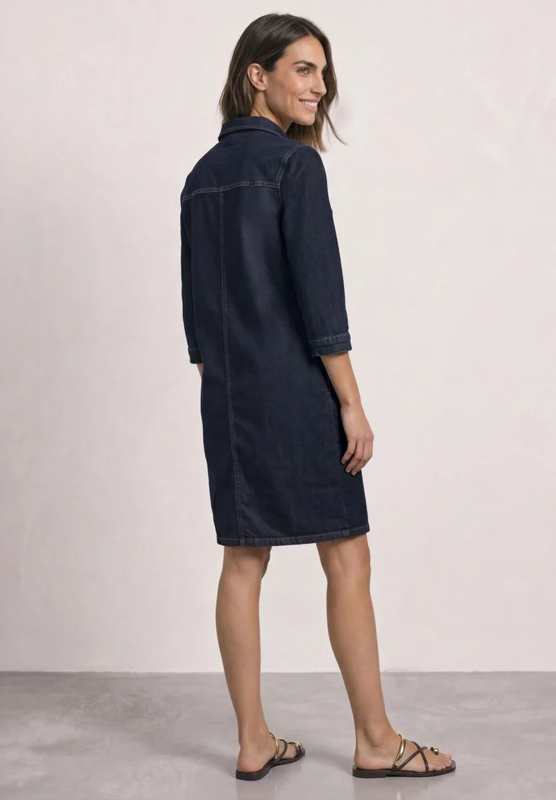 Knielanges Denim Kleid mit 3/4-Arm