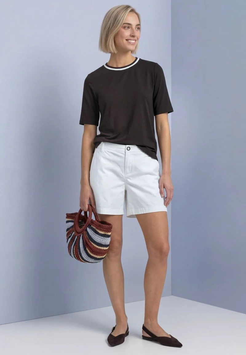 T-Shirt mit Rundhals und Kontrastdetail