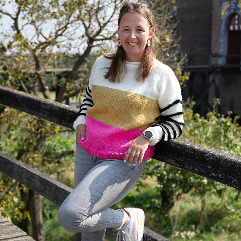 Gestreifter Pullover „Color Block“ – Super Amazing Garn- und Strickpaket