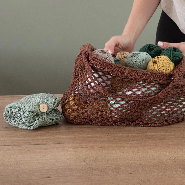 Yarn and Colors – Häkelpaket für eine faltbare Netz-Tasche