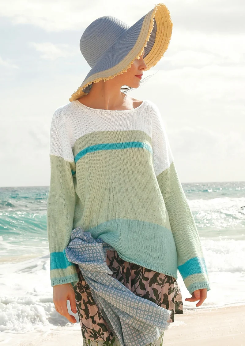 Strickanleitung - Weiter Streifen-Pullover