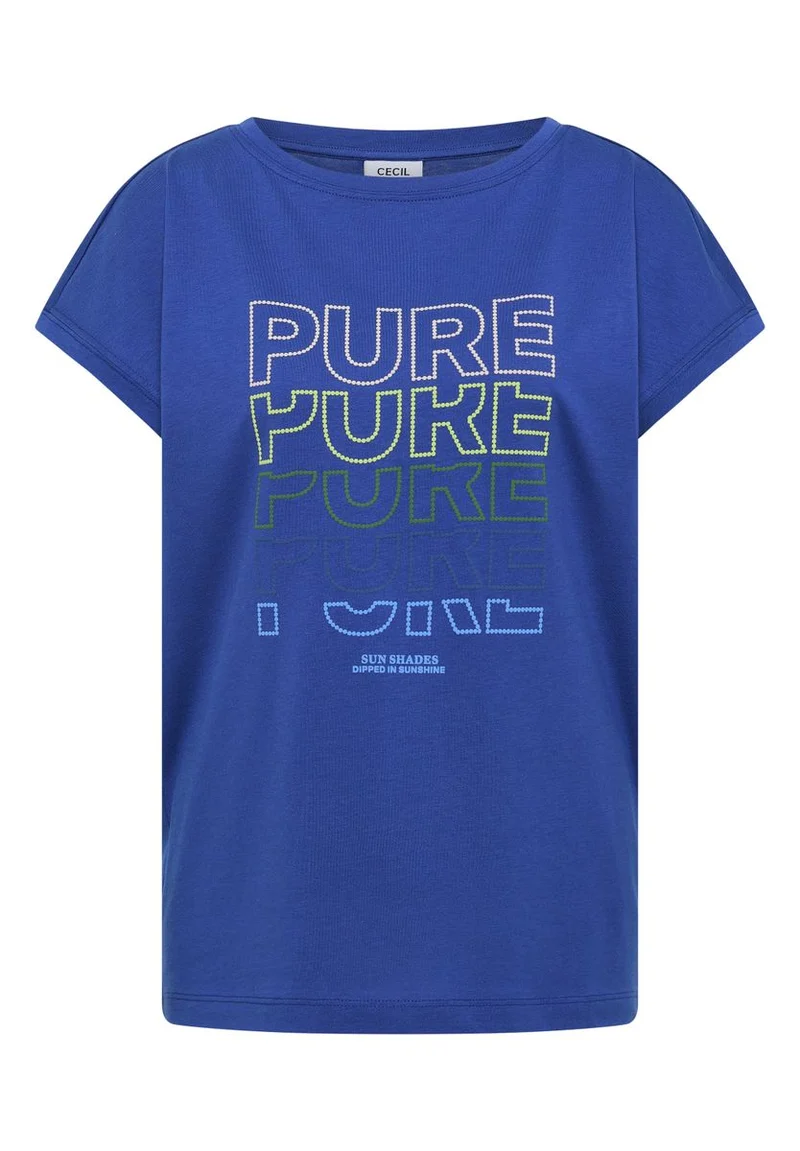 T-Shirt mit Boat Neck und Frontprint