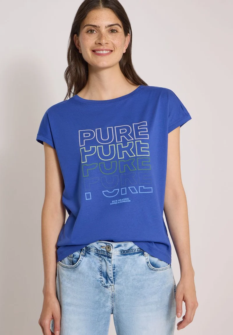 T-Shirt mit Boat Neck und Frontprint