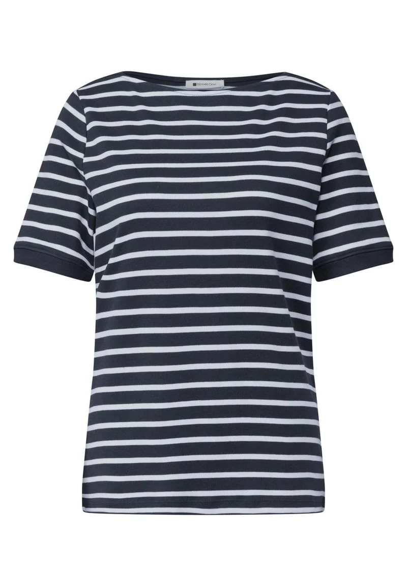 T-Shirt mit Boat Neck und Streifen