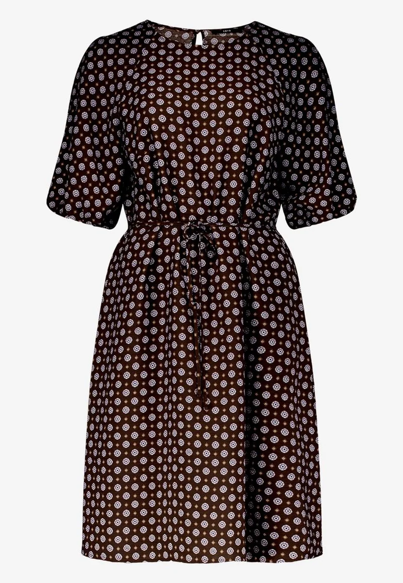 Gemustertes Minikleid mit Bindegürtel