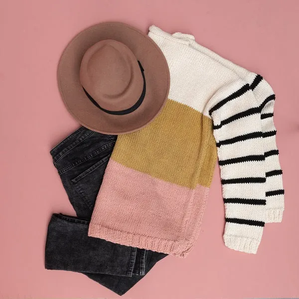Yarn and Colors Gestreifter Pullover „Color Block“ – Strickpaket