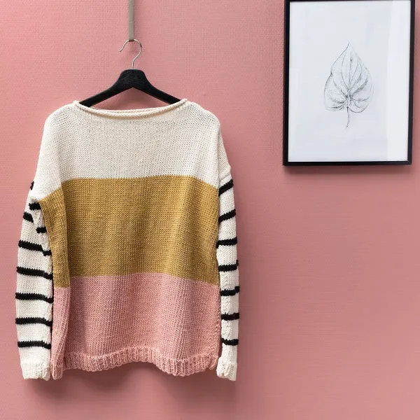 Yarn and Colors Gestreifter Pullover „Color Block“ – Strickpaket