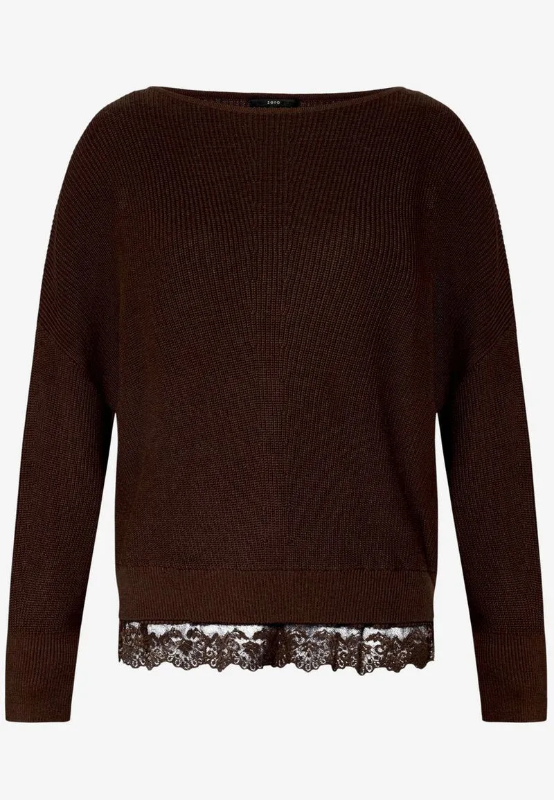Strickpullover mit Spitzenkante