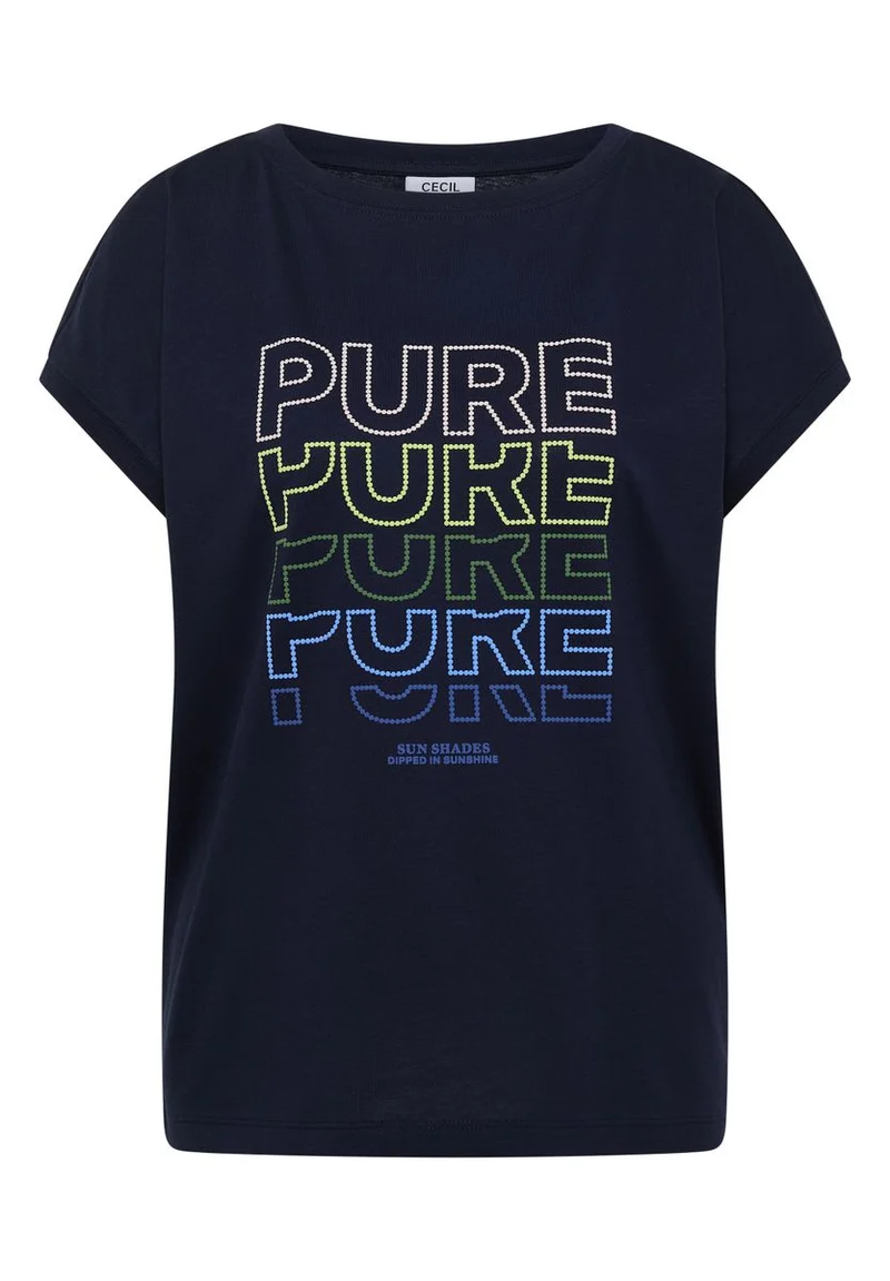 T-Shirt mit Boat Neck und Frontprint