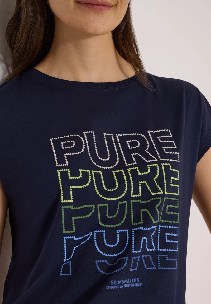 T-Shirt mit Boat Neck und Frontprint
