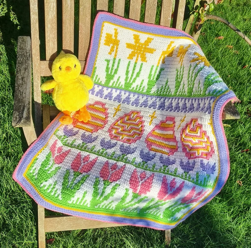 Häkelpaket „Spring into Easter“-Decke (Babyversion)