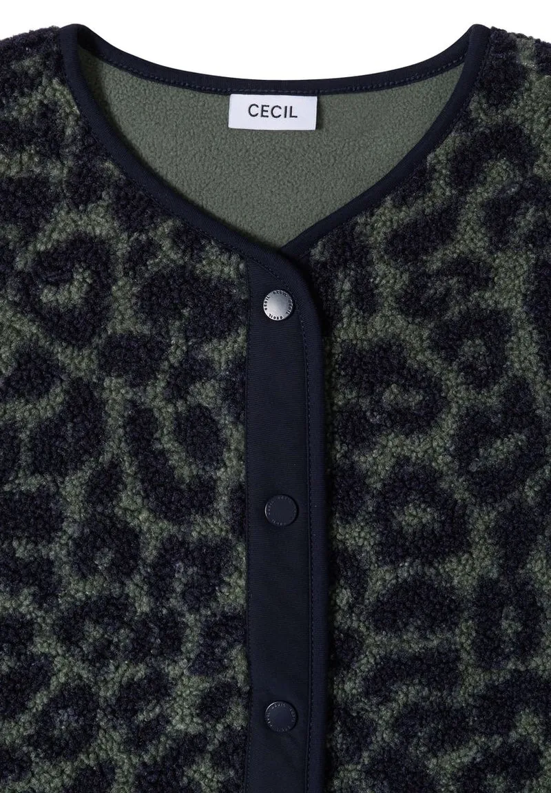 Teddy-Weste mit Softshelldetails und Leo-Muster