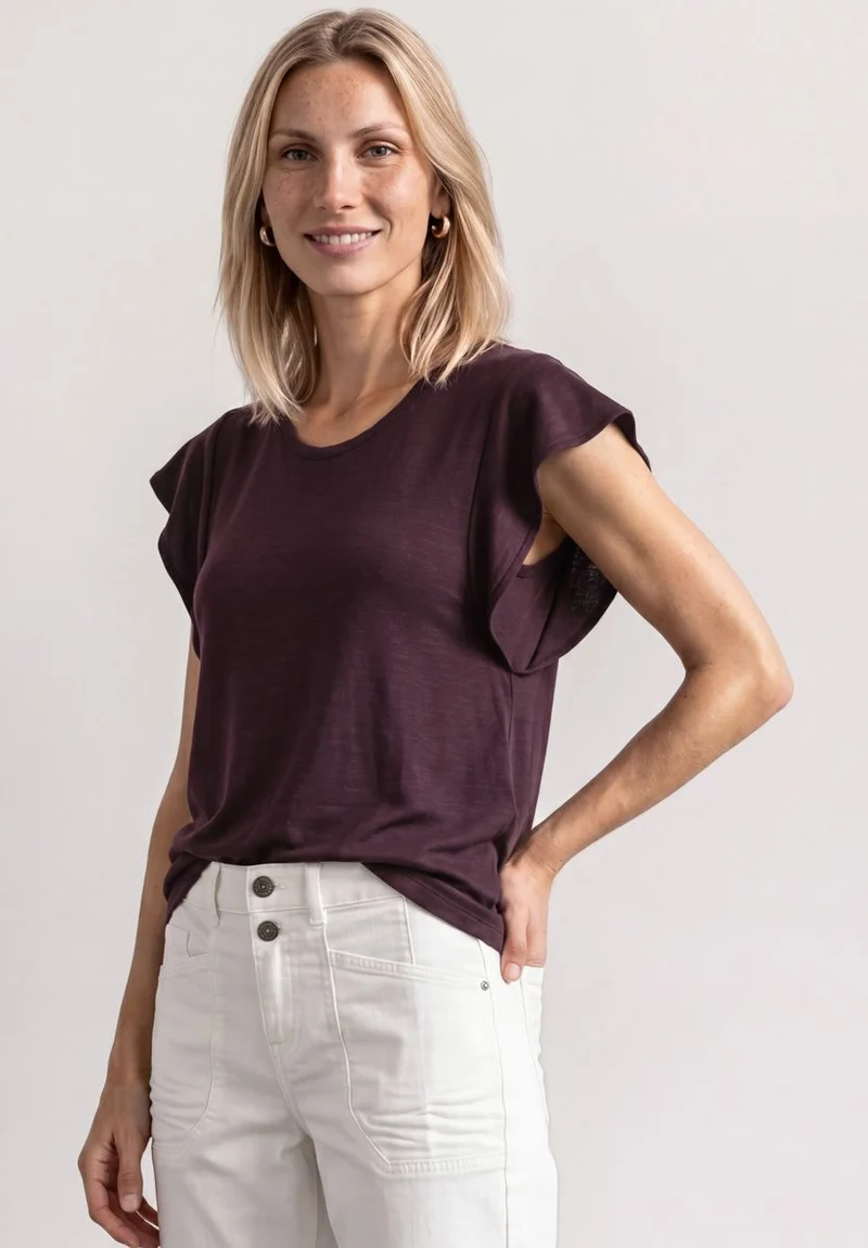 Shirt mit kurzen Volant-Ärmeln