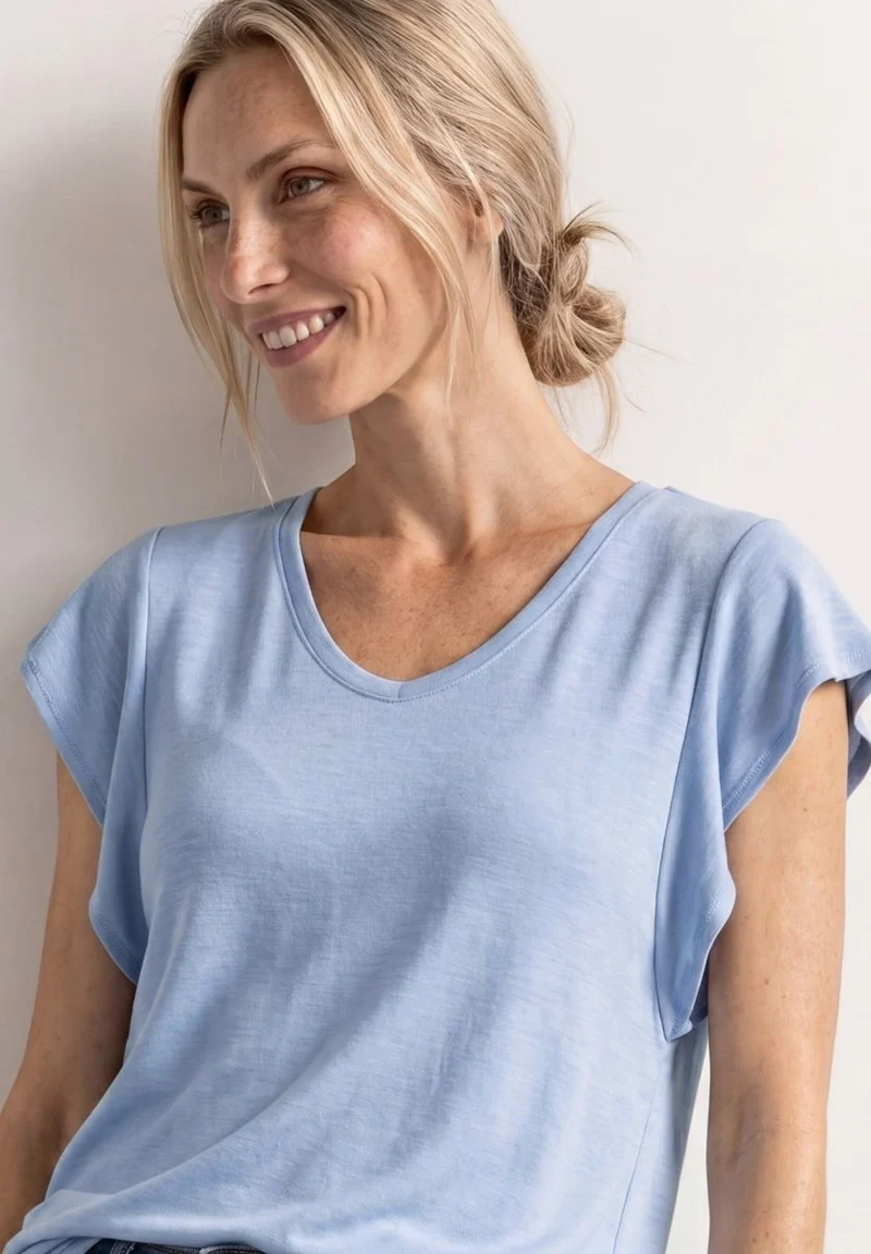 Shirt mit kurzen Volant-Ärmeln