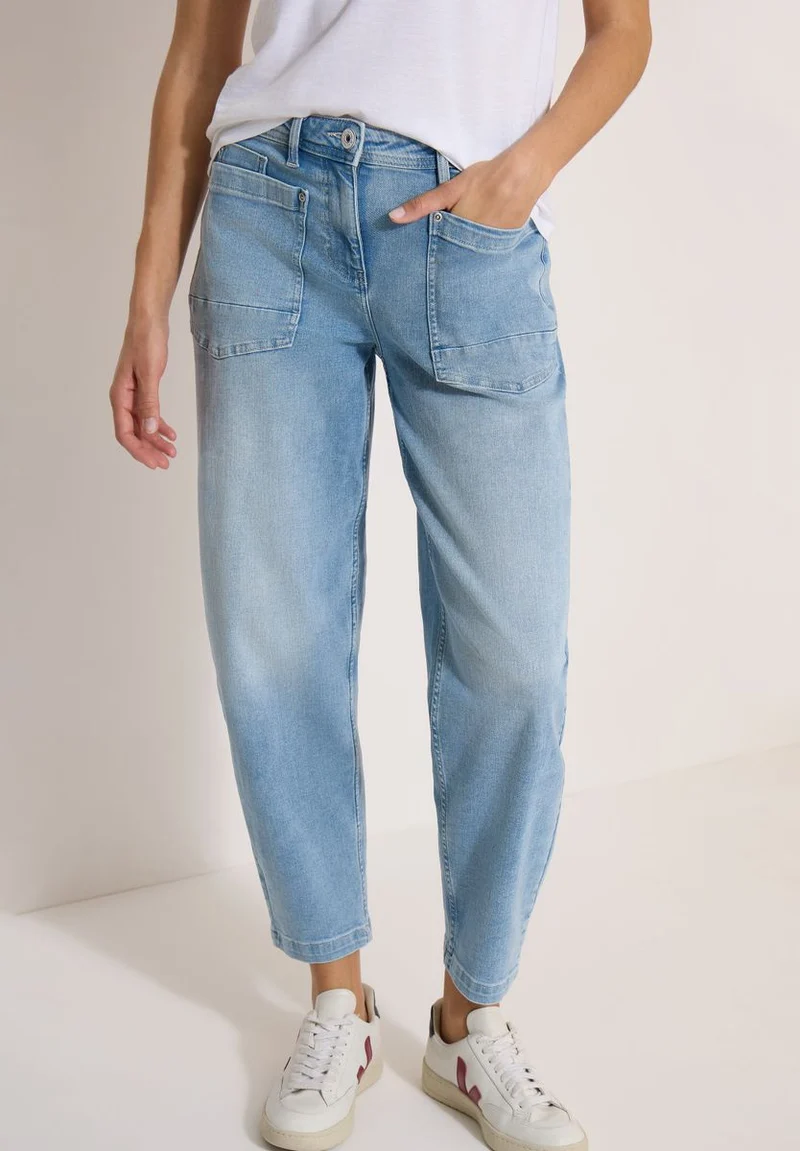Barrel Leg Jeans mit aufgesetzten Taschen