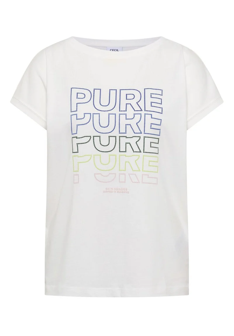 T-Shirt mit Boat Neck und Frontprint