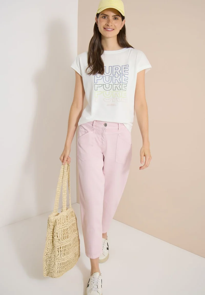 T-Shirt mit Boat Neck und Frontprint