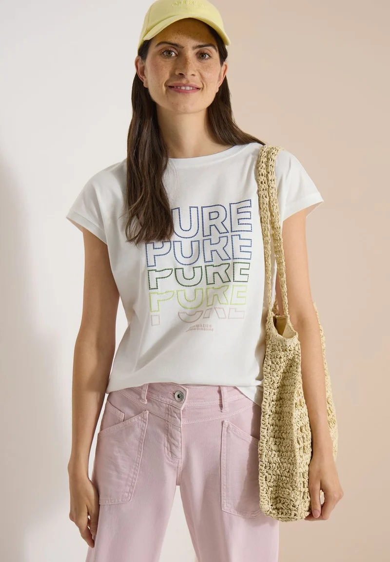 T-Shirt mit Boat Neck und Frontprint