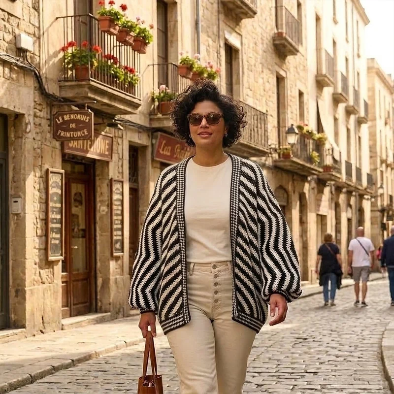 Amazing Wavy Cardigan – Garn- und Häkelpaket